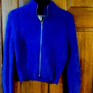 New Sincerely Jules Sweater Cardigan Crop Royal Blue S/P NWT